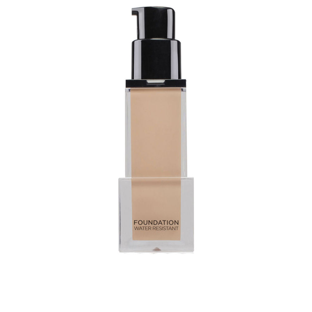 Bottle of Delfy hypoallergenic long‑wear foundation, neutral beige shade