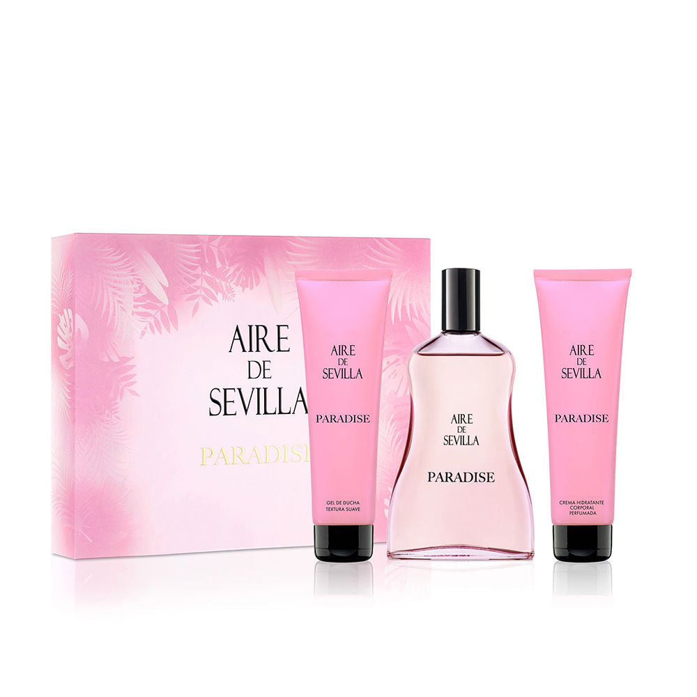 Bottle of Aire Sevilla perfume with citrus and floral inspiration on neutral background