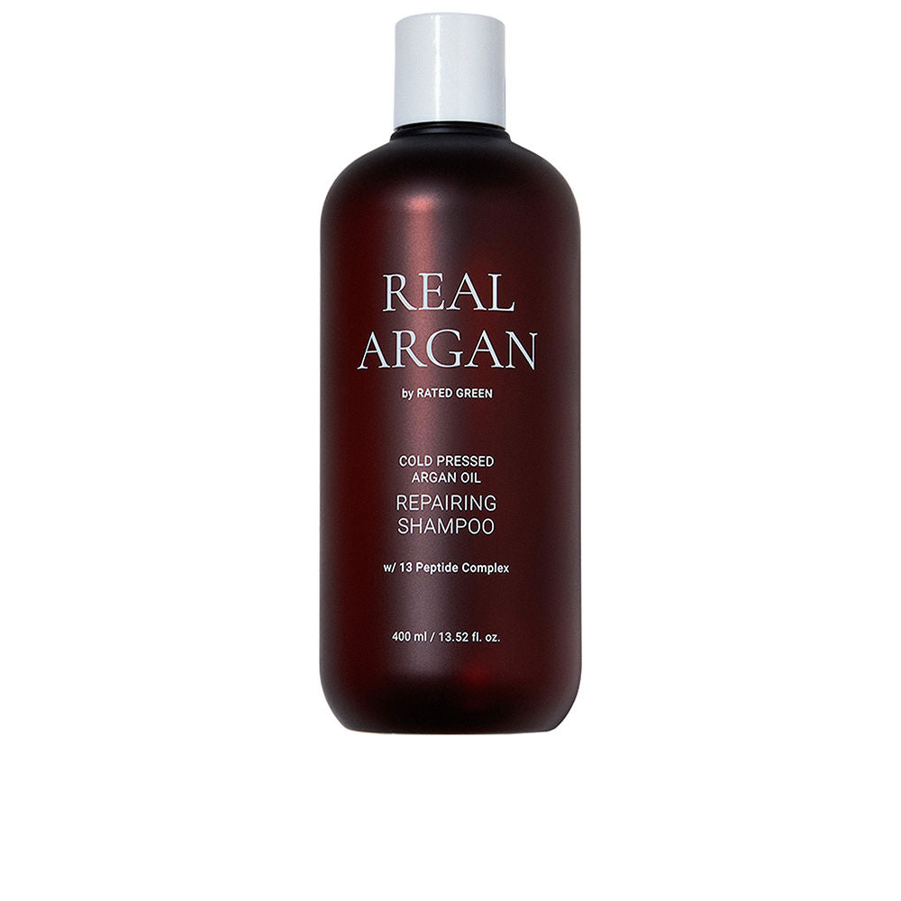 400 ml bottle of argan and peptide repair shampoo, creamy formula, Unisex