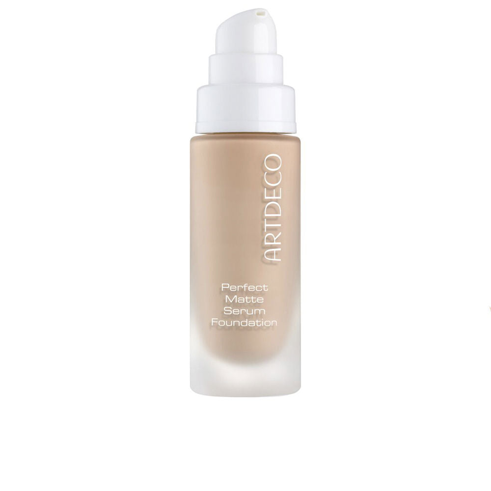 20 ml glass bottle of liquid foundation in cool satin shade with pump