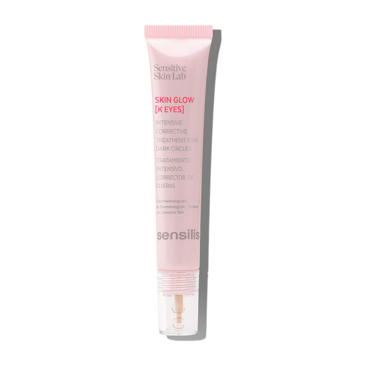 Sensilis Two pink plastic tubes with gold text and glittery packaging, transparent window revealing product names