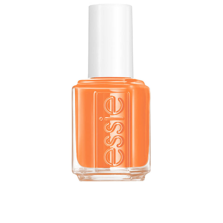 Small 13.5 ml coral nail polish bottle with rounded brush, glossy finish