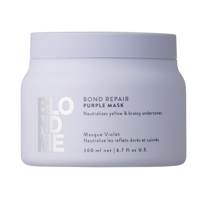 200 ml jar of purple-tinged neutralising hair mask for cool blondes
