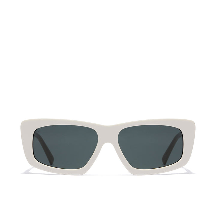 Hawkers White cat-eye sunglasses with thick solid frame, dark rectangular lenses, slim temples, artisan-crafted finish