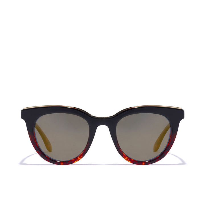 Black cat‑eye sunglasses with gold accents, polarised lenses, TR90 frame