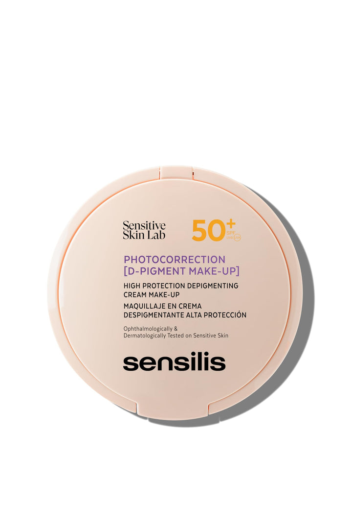 10 g compact tinted SPF 50+ cream in warm bronzed shade, water‑resistant