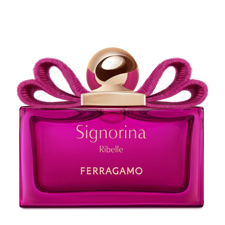 100 ml glass bottle Eau de Parfum with fuchsia Vara bow, floral-citrus fragrance
