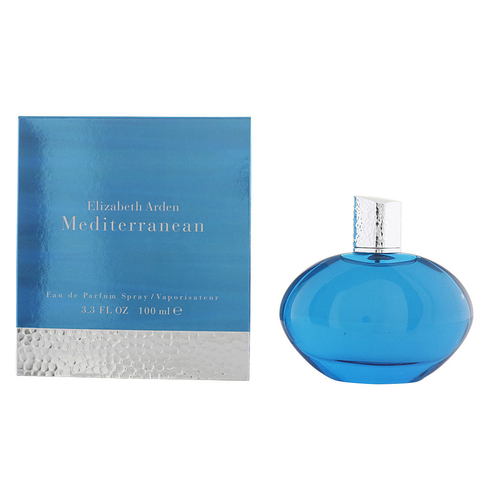100 ml deep‑blue oval bottle of Mediterranean floral woody Eau de Parfum for Women