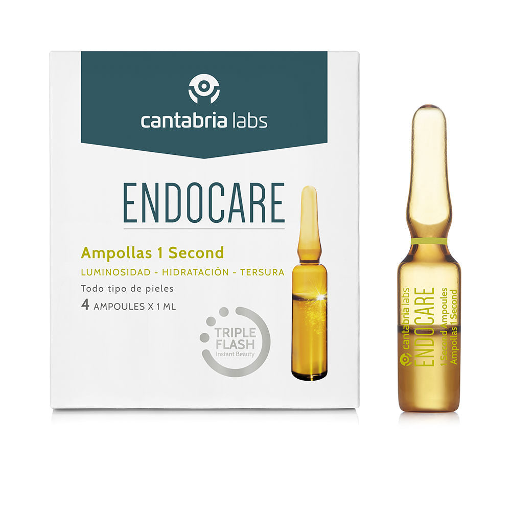 Small glass ampoule of Endocare Triple Flash on a neutral background