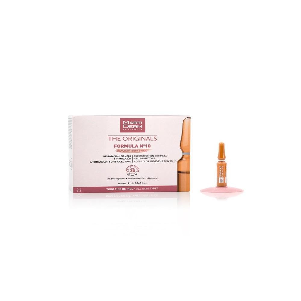 Small tinted Martiderm ampoule bottle for daily SPF 30 protection and antioxidant care