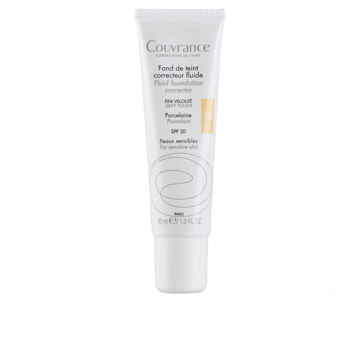 30 ml honey shade fluid foundation tube, medium coverage, SPF 20, for sensitive skin