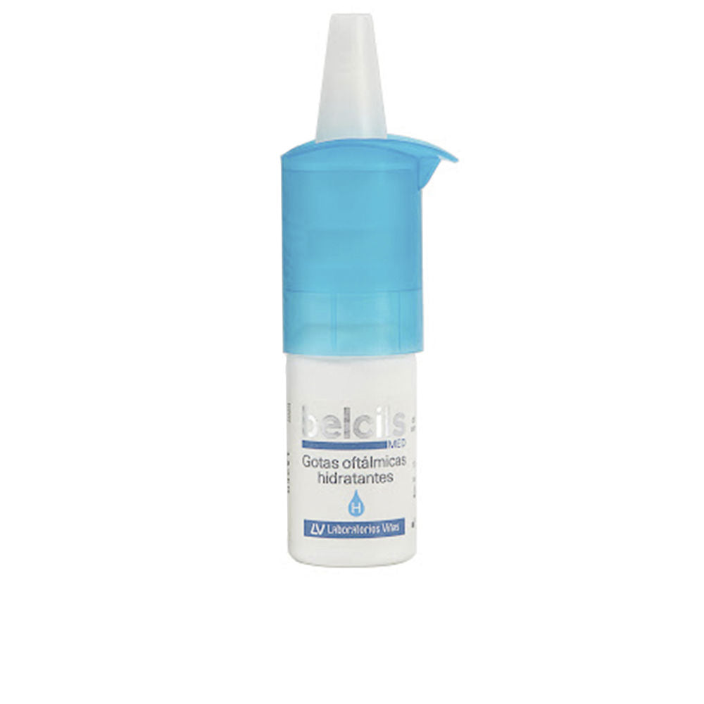 Small clear bottle of Belcils hydrating eye solution with dropper, minimalist packaging