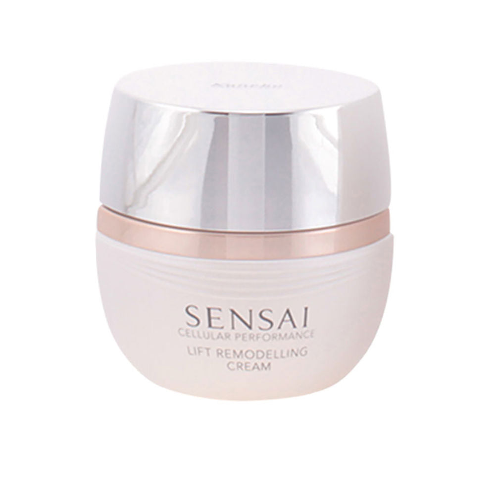 Jar of Sensai Ultimate Lifting Cream, rich texture shown on fingertip