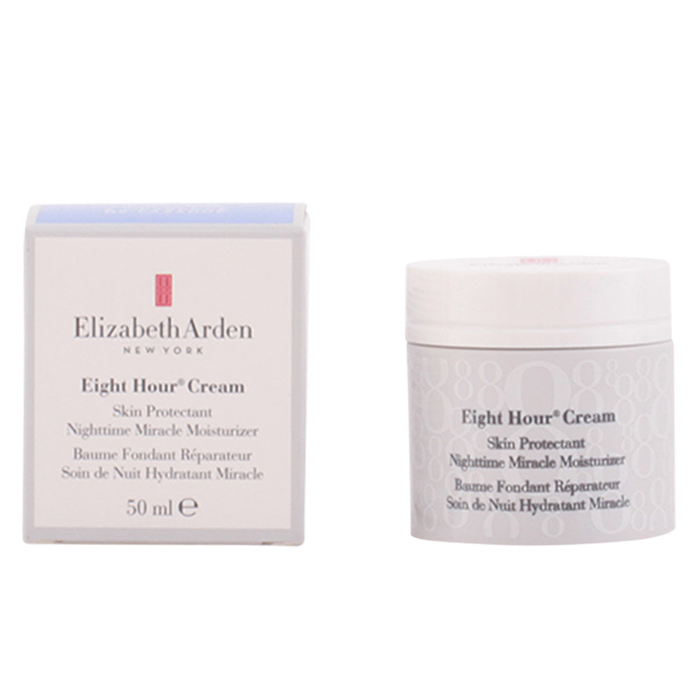 Jar of Elizabeth Arden nighttime moisturizer with lavender-scented cream