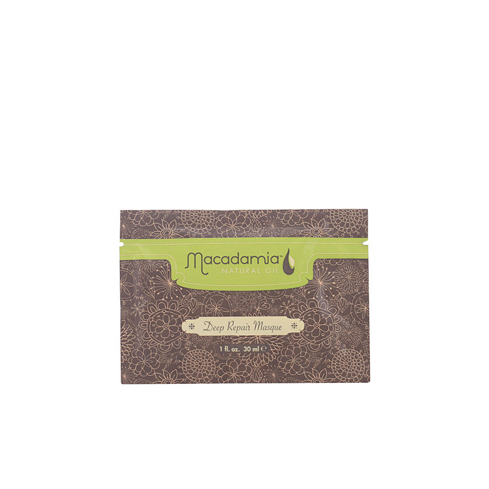 30 ml single-dose deep repair hair masque in sachet, macadamia and argan oils
