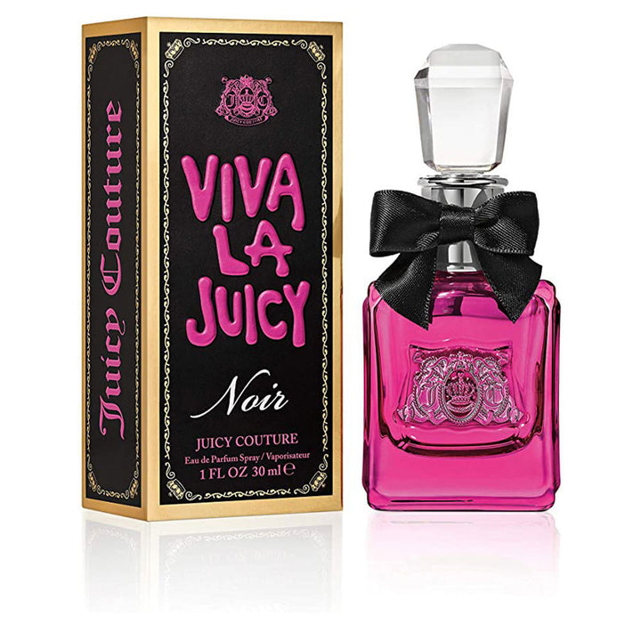 Fuchsia glass perfume bottle with black satin bow, 30 ml, gourmand floral scent
