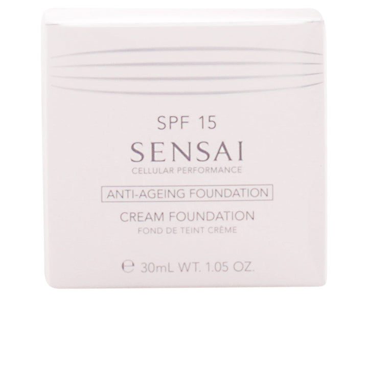 30 ml cream foundation bottle in Almond Beige, hydrating anti‑age formula, SPF 15