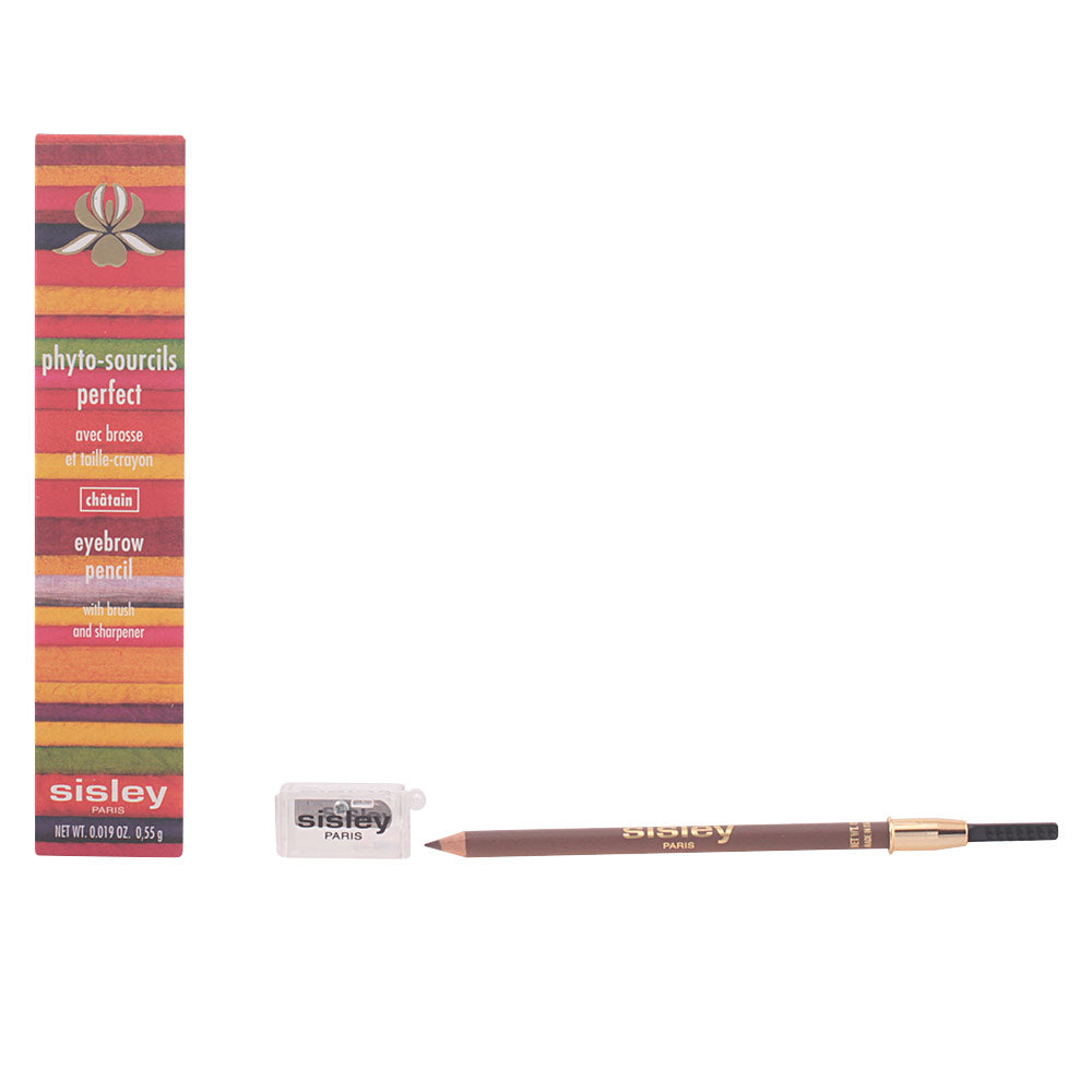 Slim wax eyebrow pencil in shade 02‑châtain with spoolie and sharpener, 0.55 g Unisex