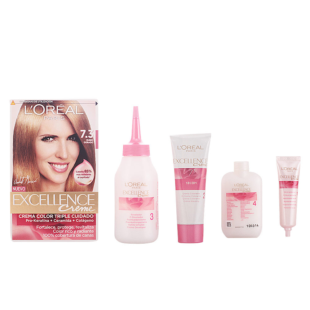 Golden blonde 7.3 permanent cream hair colour kit, 192 ml, Unisex