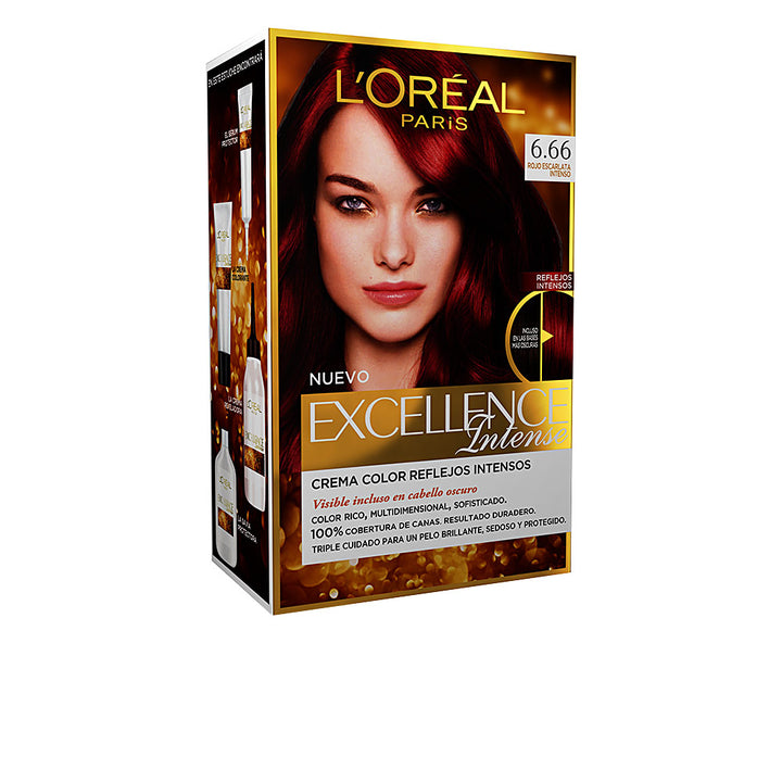 Tube of intense scarlet mahogany permanent hair colour cream, 1 unit, Unisex
