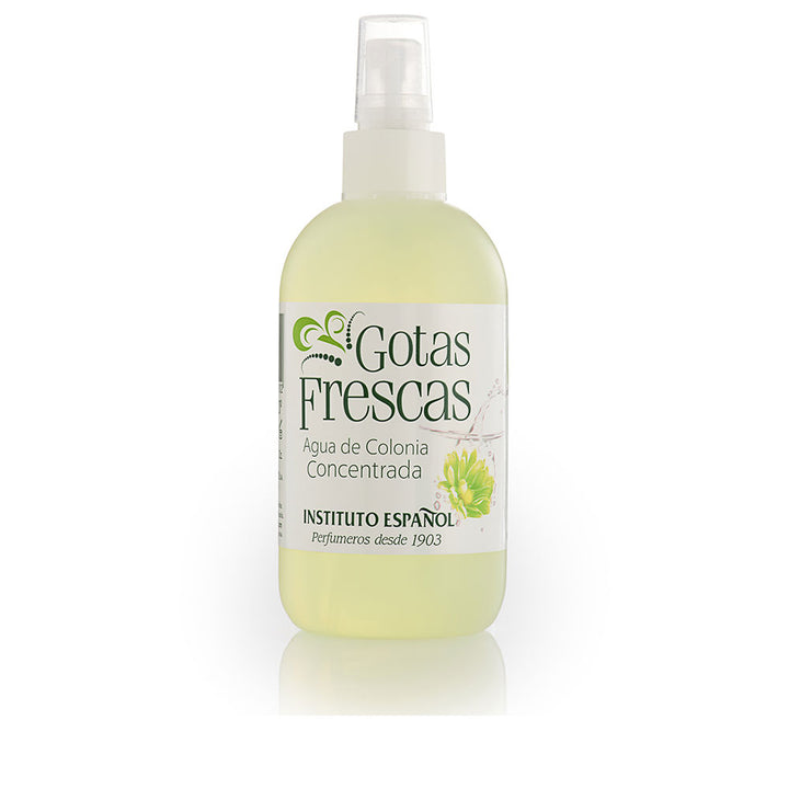 Clear 250 ml eau de cologne bottle labelled Fresh Drops, unisex, citrus-green fragrance