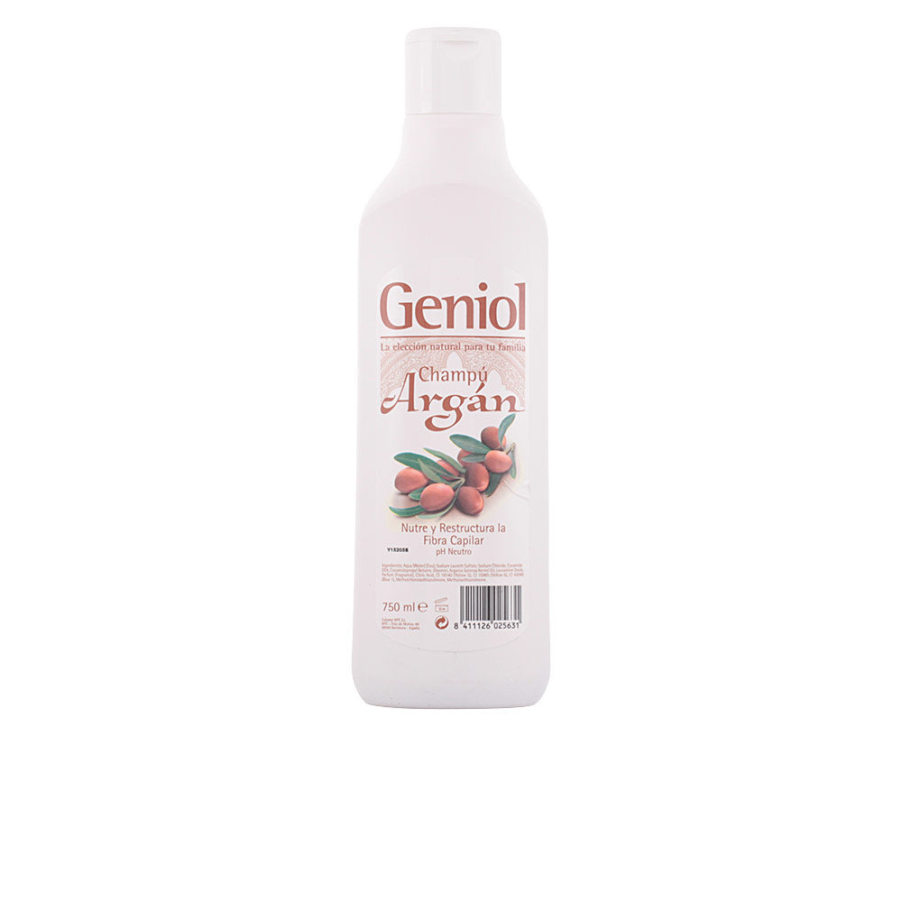 750 ml amber shampoo bottle labelled Argan Hydrating Shampoo for Unisex use