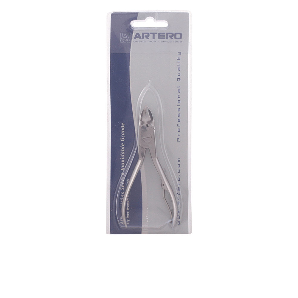 Silver metal cutting pliers with blue-gray handles, visible cutting edges and spring mechanism, Artero