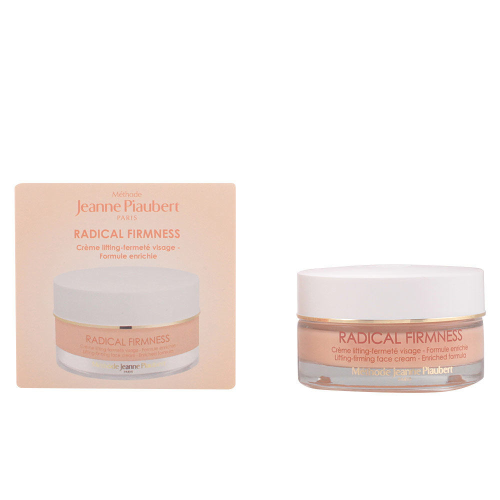 Jar of Jeanne Piaubert Radical Firmness lifting facial cream on neutral background