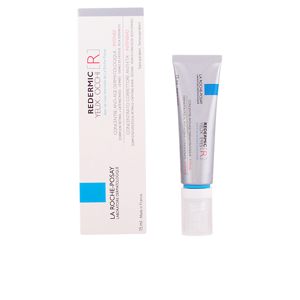 Small 15 ml white and blue plastic tube with silver cap and rectangular box, minimalist clinical packaging by la Roche Posay