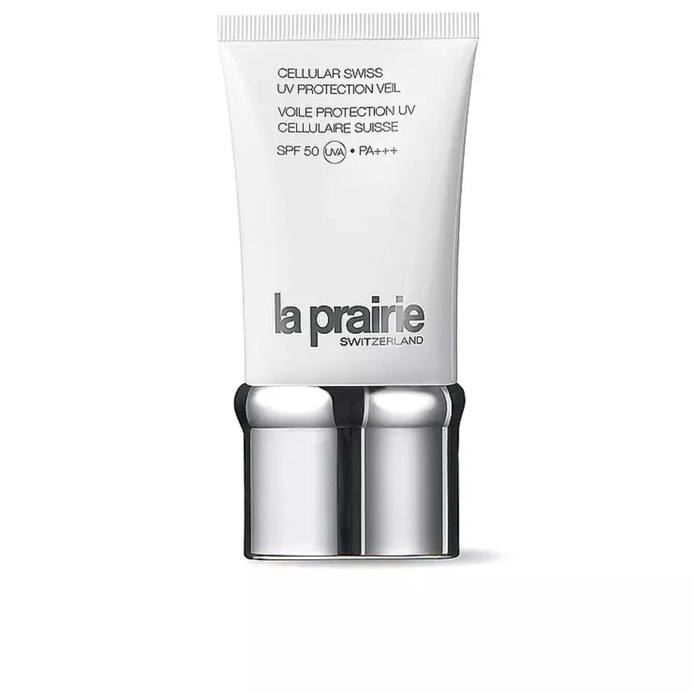 La Prairie Cellular Swiss UV Hydrating Cream SPF 50 in a sleek jar, minimal styling