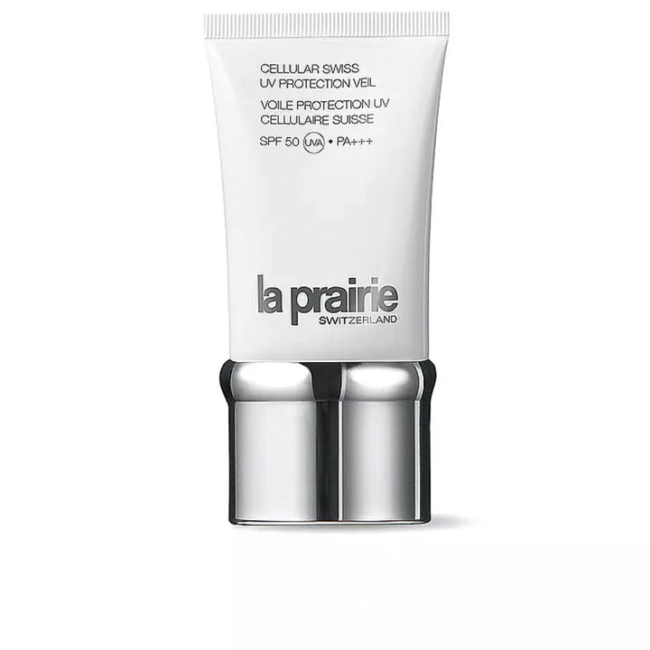 La Prairie Cellular Swiss UV Hydrating Cream SPF 50 in a sleek jar, minimal styling