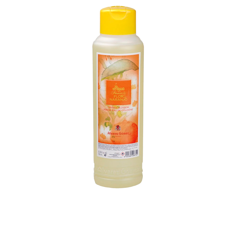 Clear 750 ml bottle of Agua Fresca Naranjo citrus cologne, Unisex