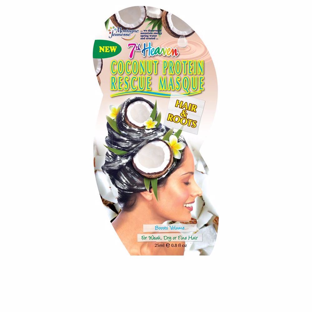 Small 25 ml jar of coconut protein hair masque, tropical scent, travel size