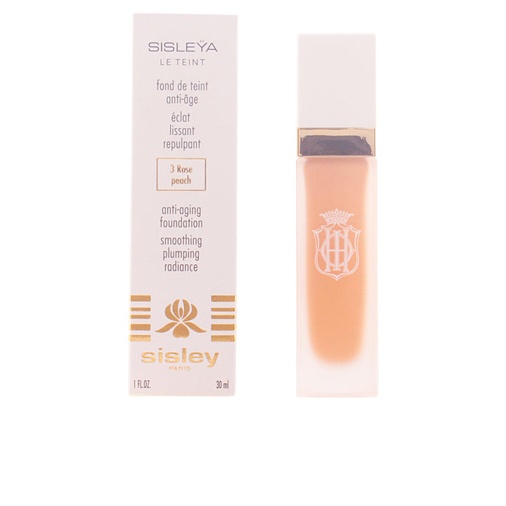 30 ml pump foundation bottle, peach shade, fluid texture, radiant finish