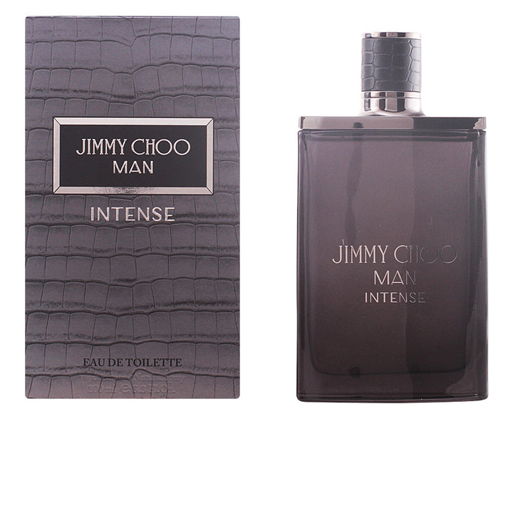 Dark glass bottle of Jimmy Choo Man Intense eau de toilette, minimalist and refined