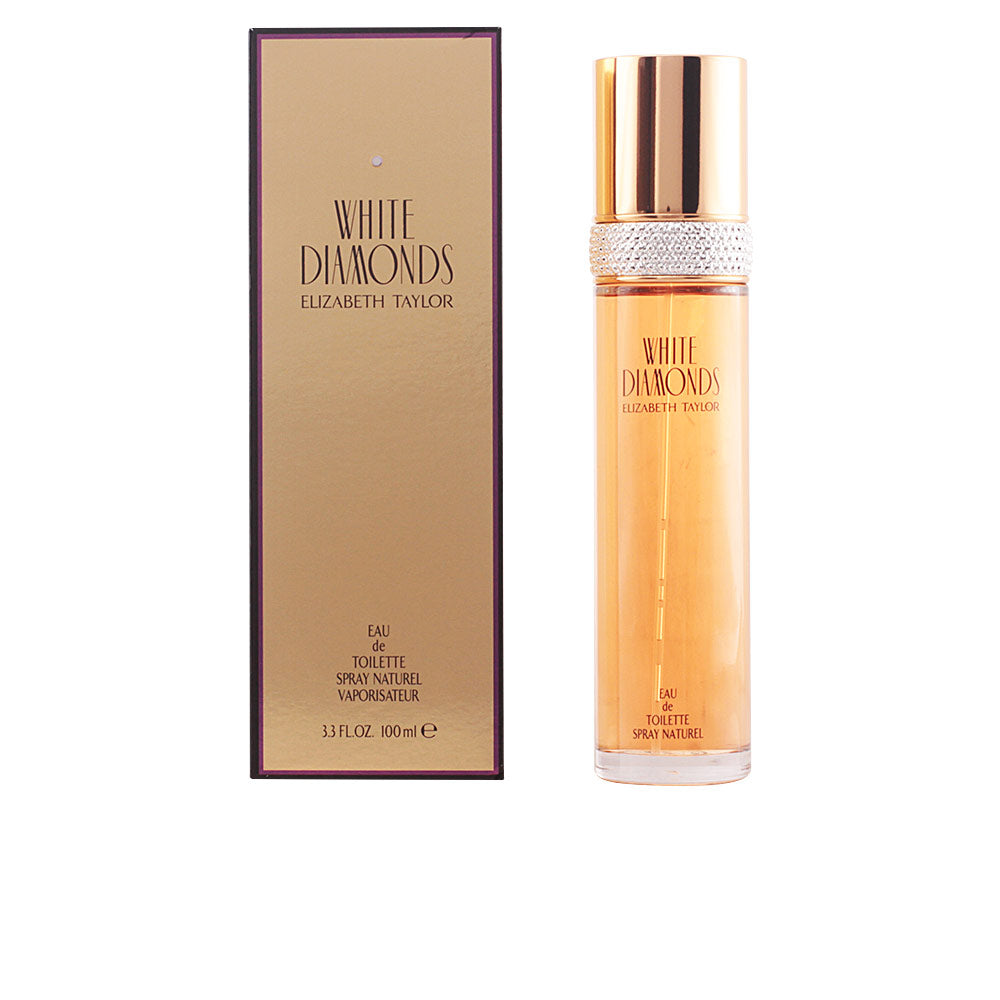 Crystal flacon eau de toilette with gold cap and rhinestone collar, 100 ml floral scent