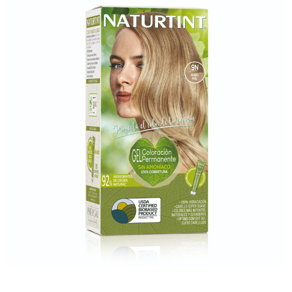 Tube of 9N Honey Blonde ammonia-free hair colour gel with quinoa care mask, 170 ml