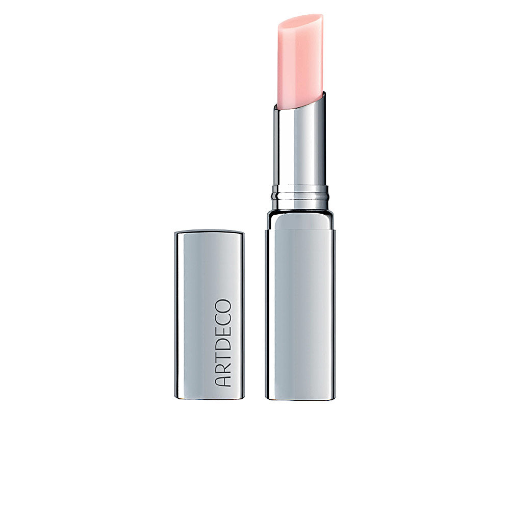 Slim 3 g tinted lip balm stick with glossy, sheer finish, pH‑reactive formula