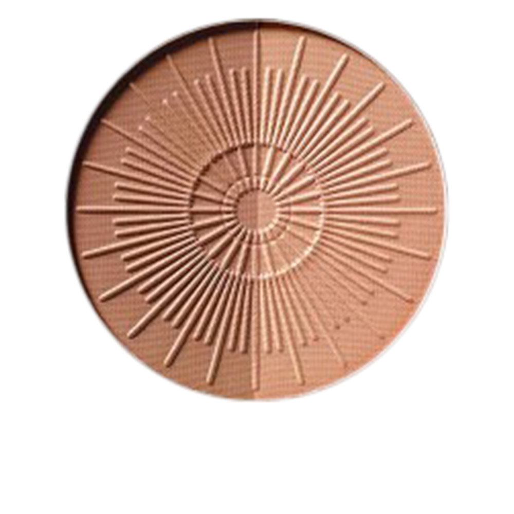 Compact dual‑tone bronzer pan with sun-embossed surface, 10 g refill