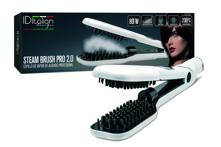 Slim ceramic steam brush with digital display and bottom water tank, ergonomic handle