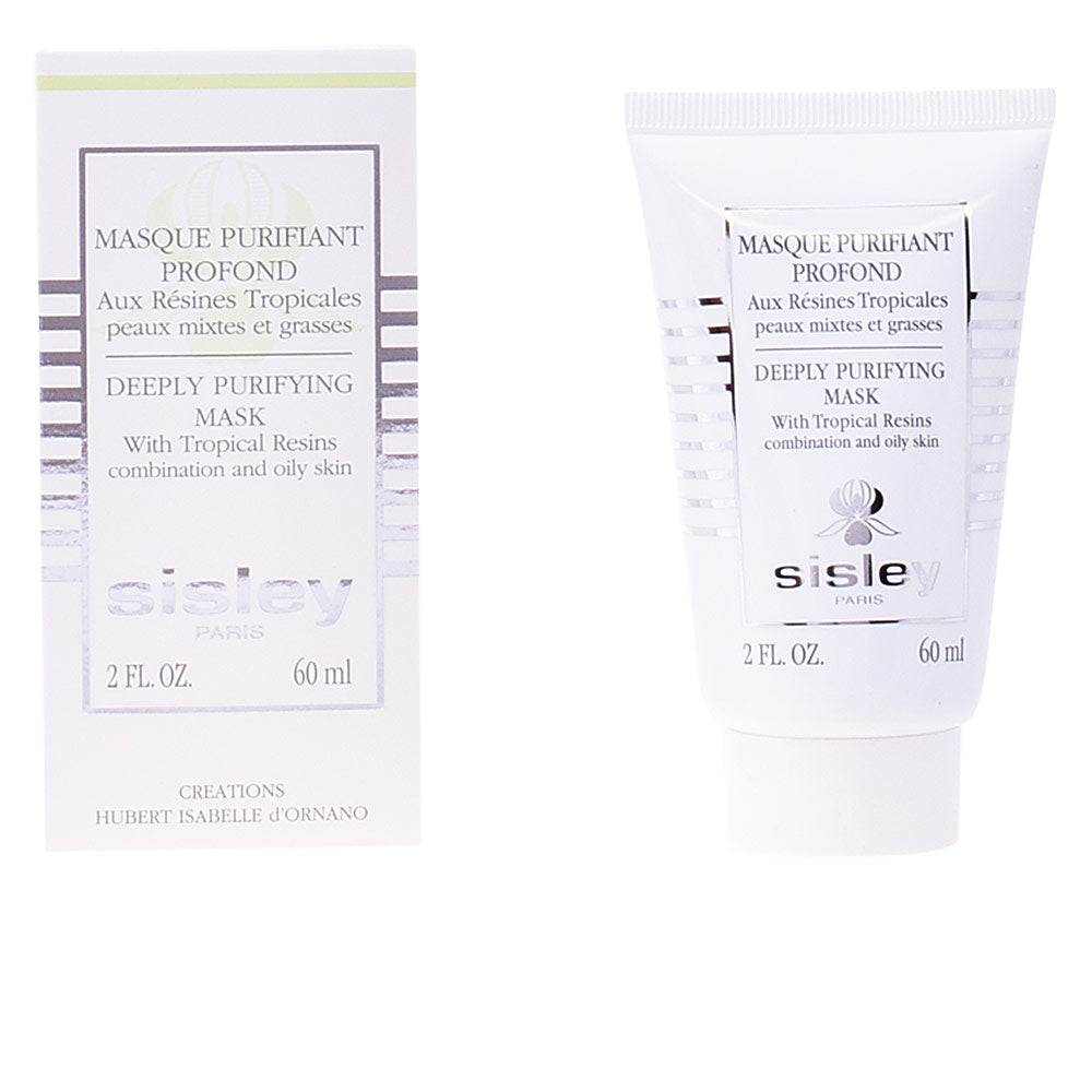Sisley White facial mask tube and box with silver foil text, minimalist plastic tube and cardboard box