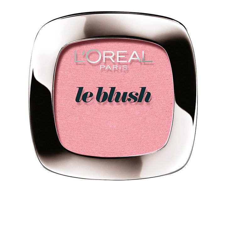 Compact powder blush in soft rosy shade, 5 g pan, smooth texture