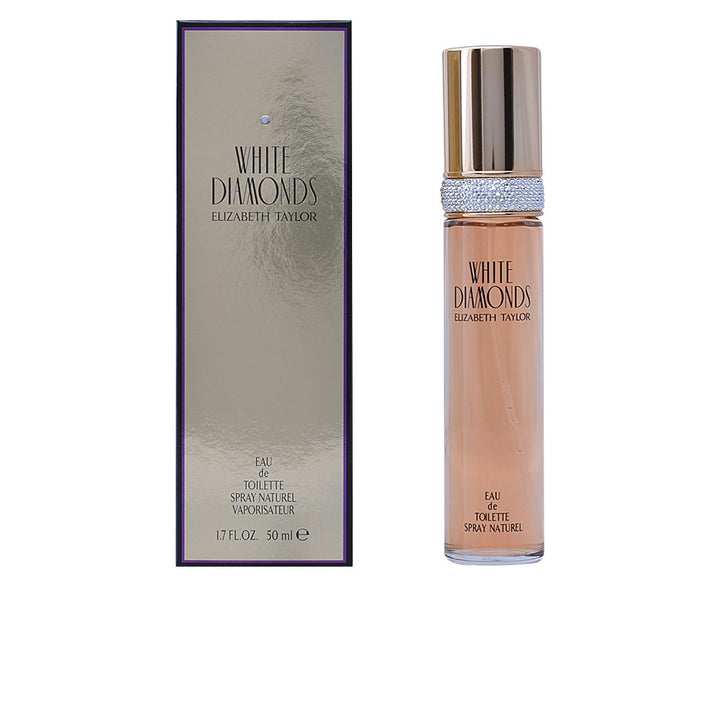 Faceted crystal 50 ml eau de toilette bottle with jewel collar and gold cap