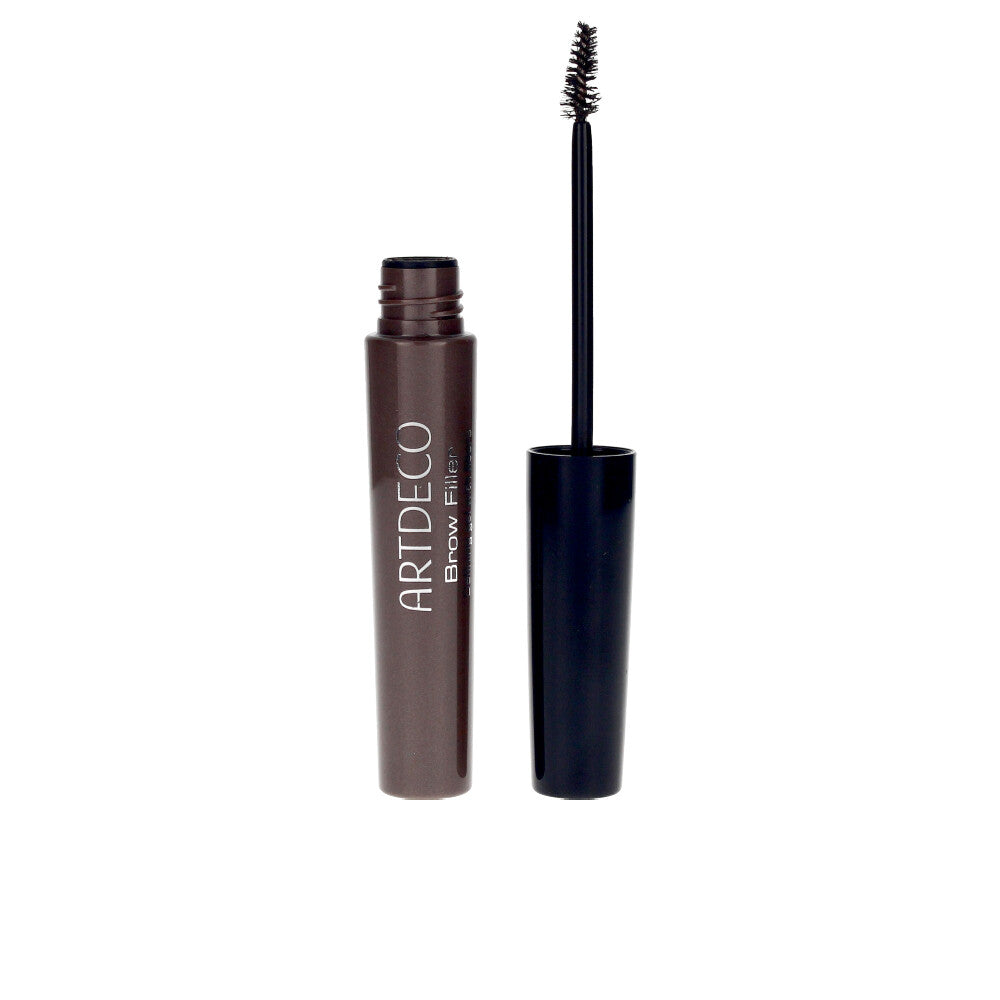 Small tinted brow gel tube with precision brush, soft brown shade, 1.1 ml