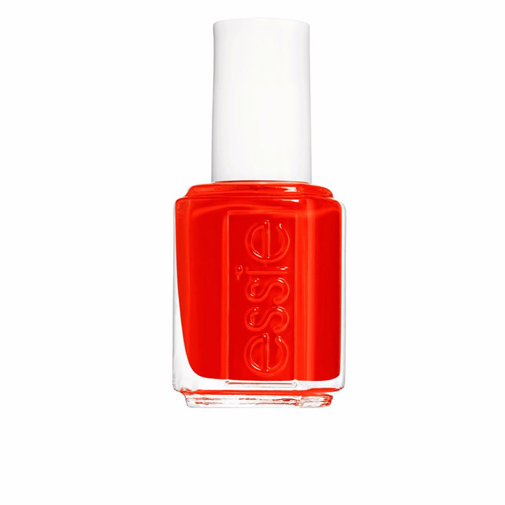Bottle of classic cream red nail polish, 13.5 ml, angled brush visible