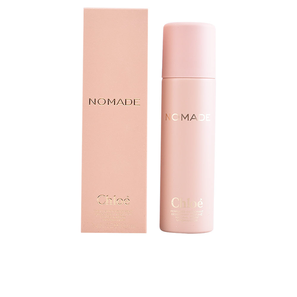Chloé NOMADE shower and bath gel bottle on neutral background, floral chypre scent