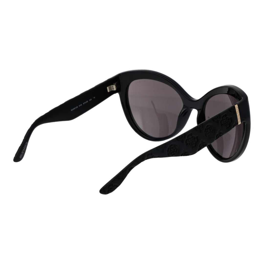 Black cat-eye sunglasses in plastic frame with embossed temples and tinted lenses for Women