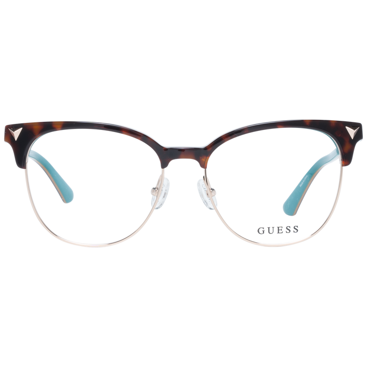 Tortoise shell cat-eye eyeglasses for Women with turquoise and gold triangular corner accents