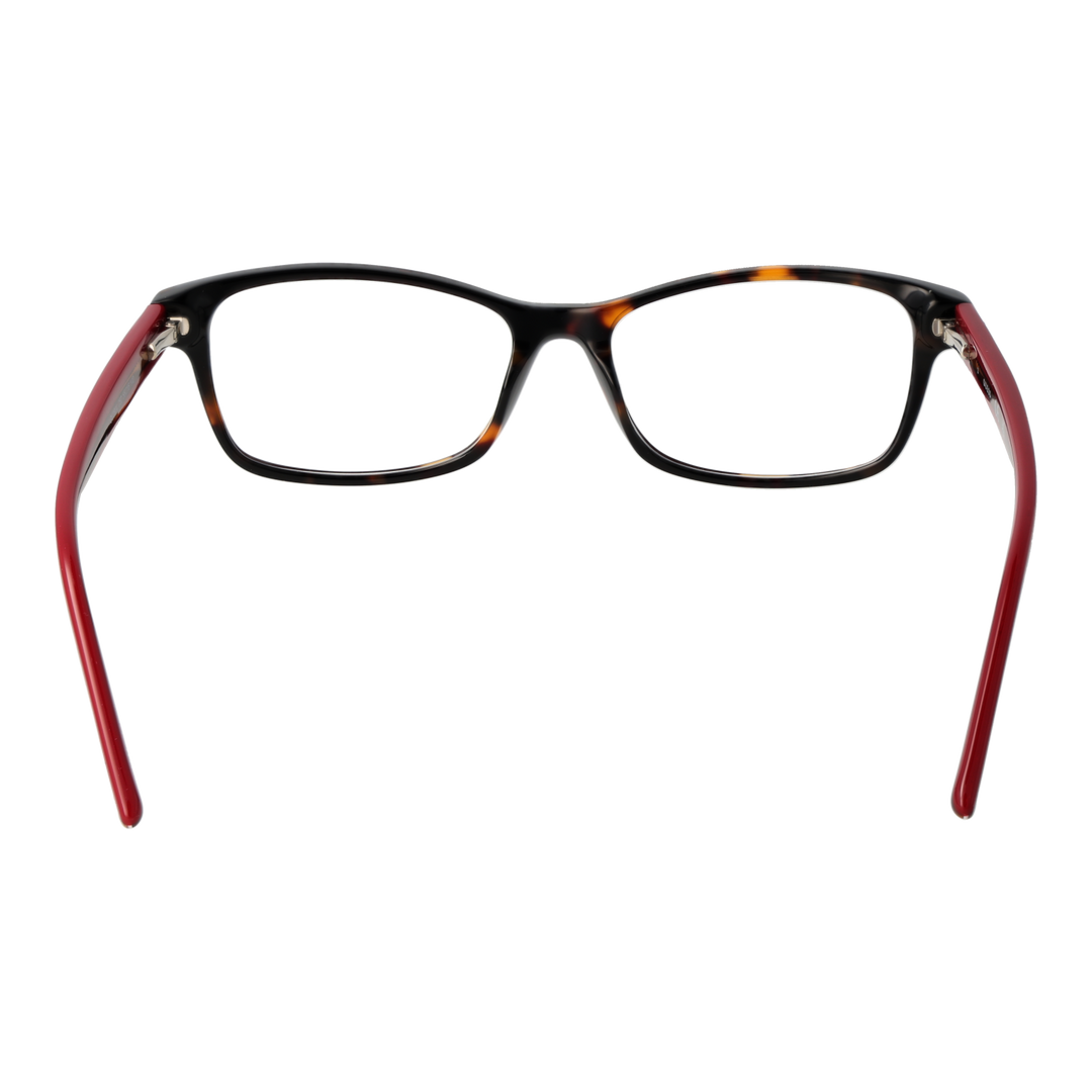 Black, tortoise and red two-tone rectangular eyeglasses for Women with logo temples, plastic full-rim frame