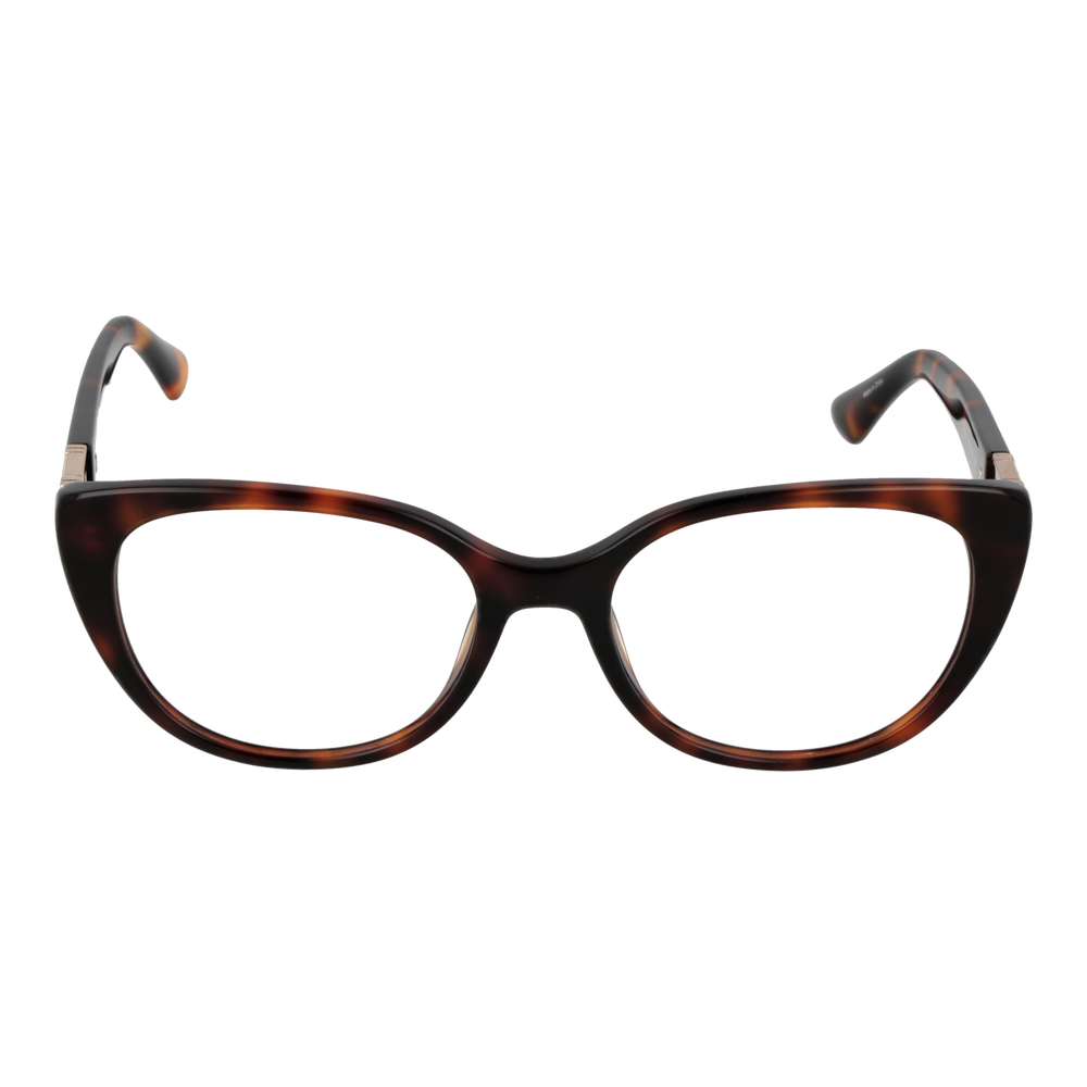 Tortoiseshell cat-eye eyeglasses in glossy plastic with gold 'G' hinge, fashionable retro profile for Women